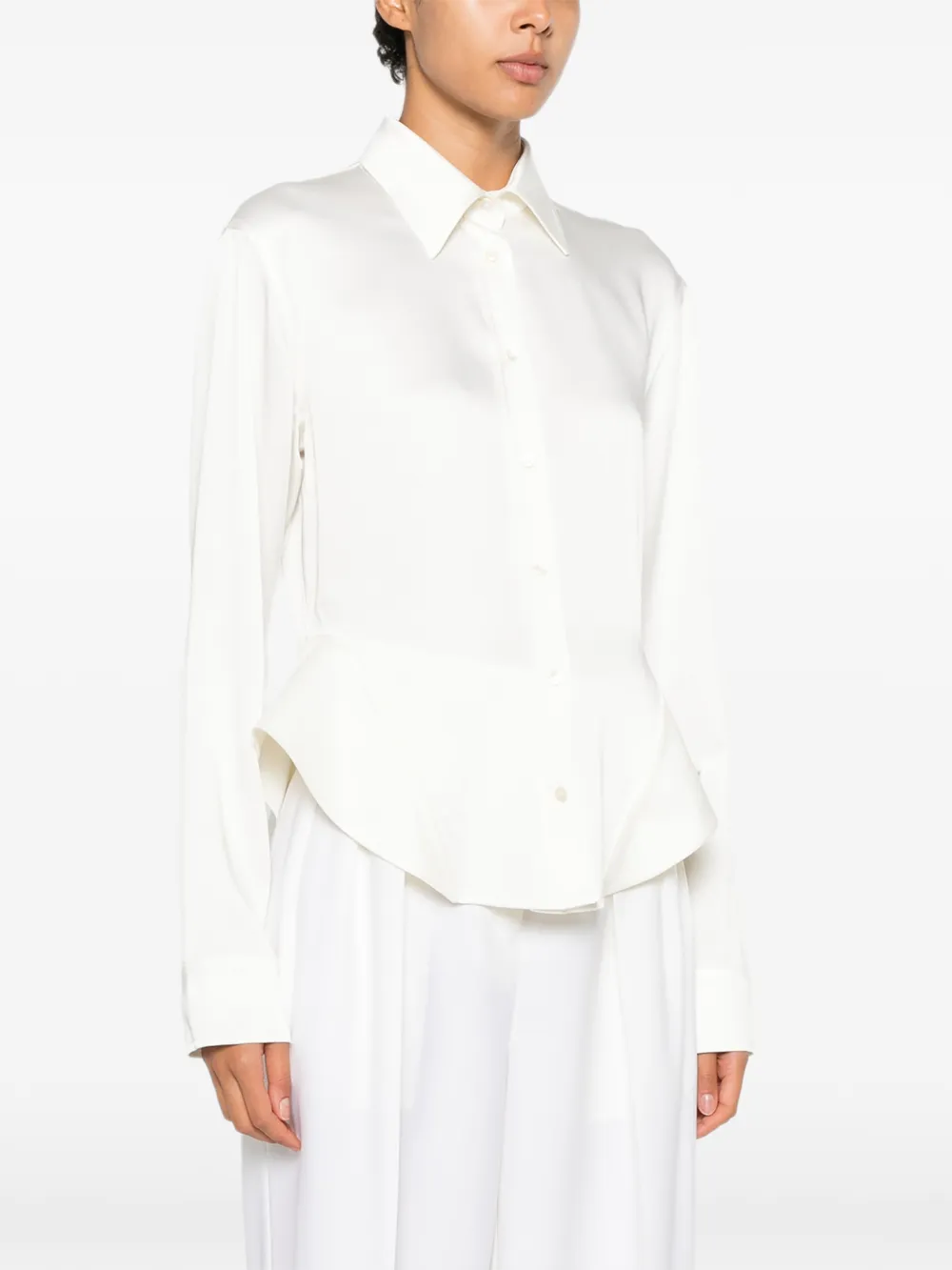 Camasa Stella McCartney Peplum-Hem Long-Sleeve bej - imagine 3