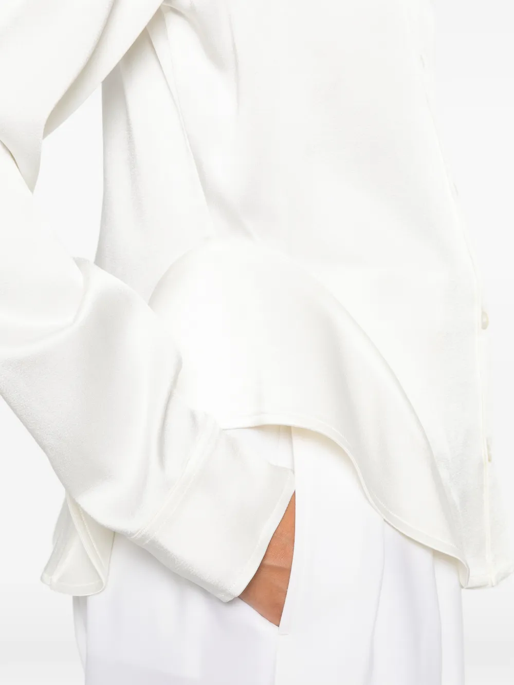 Camasa Stella McCartney Peplum-Hem Long-Sleeve bej - imagine 5