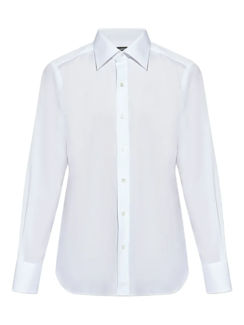 Camasa Tom Ford Button-Down Long-Sleeve alb