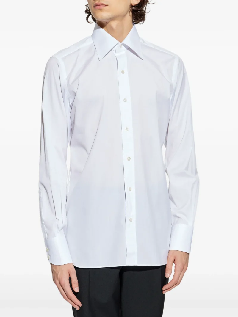 Camasa Tom Ford Button-Down Long-Sleeve alb - imagine 3