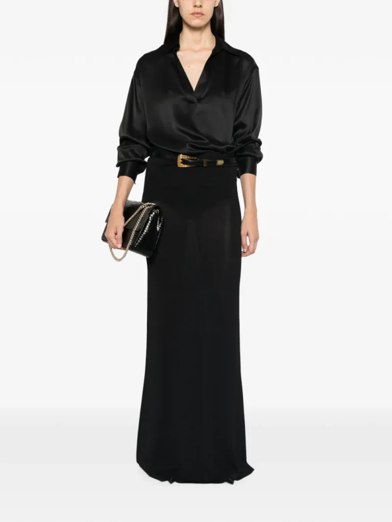 Camasa Tom Ford Peach-Feel Silk negru - imagine 4
