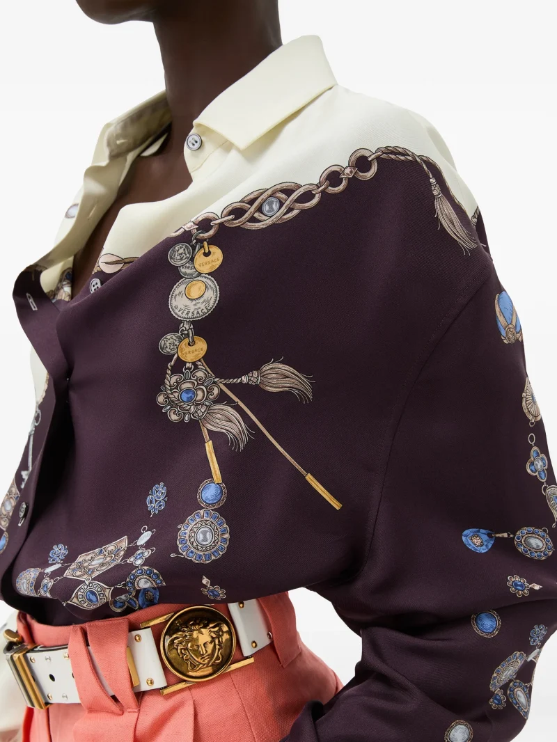 Camasa Versace Print-Detail Buttoned violet - imagine 4