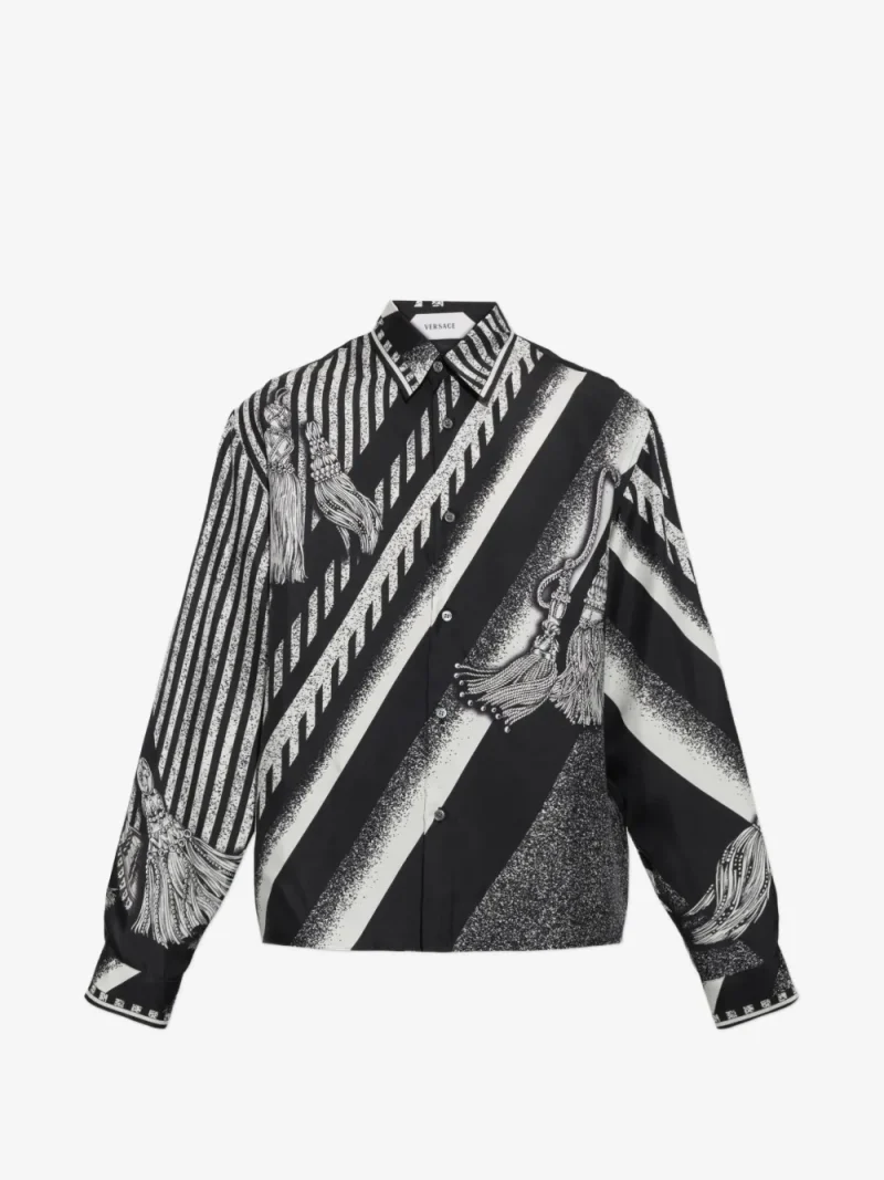 Camasa Versace Tassel-Print Silk  negru