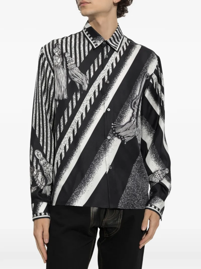 Camasa Versace Tassel-Print Silk  negru - imagine 3