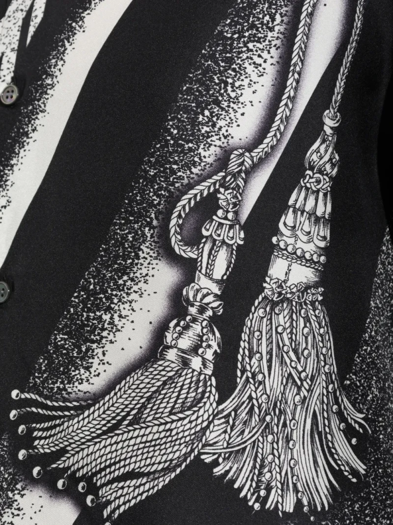Camasa Versace Tassel-Print Silk  negru - imagine 5