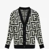 Cardigan Balmain monogram-pattern negru