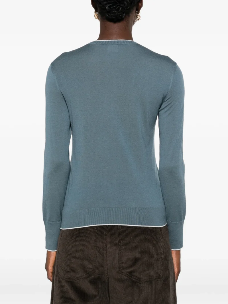 Alternative view of Cardigan Eleventy Contrast-Trim Wool verde