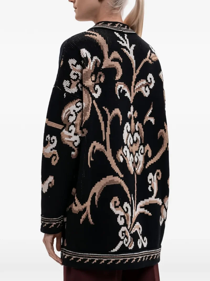 Alternative view of Cardigan ETRO Floral-Intarsia Wool negru
