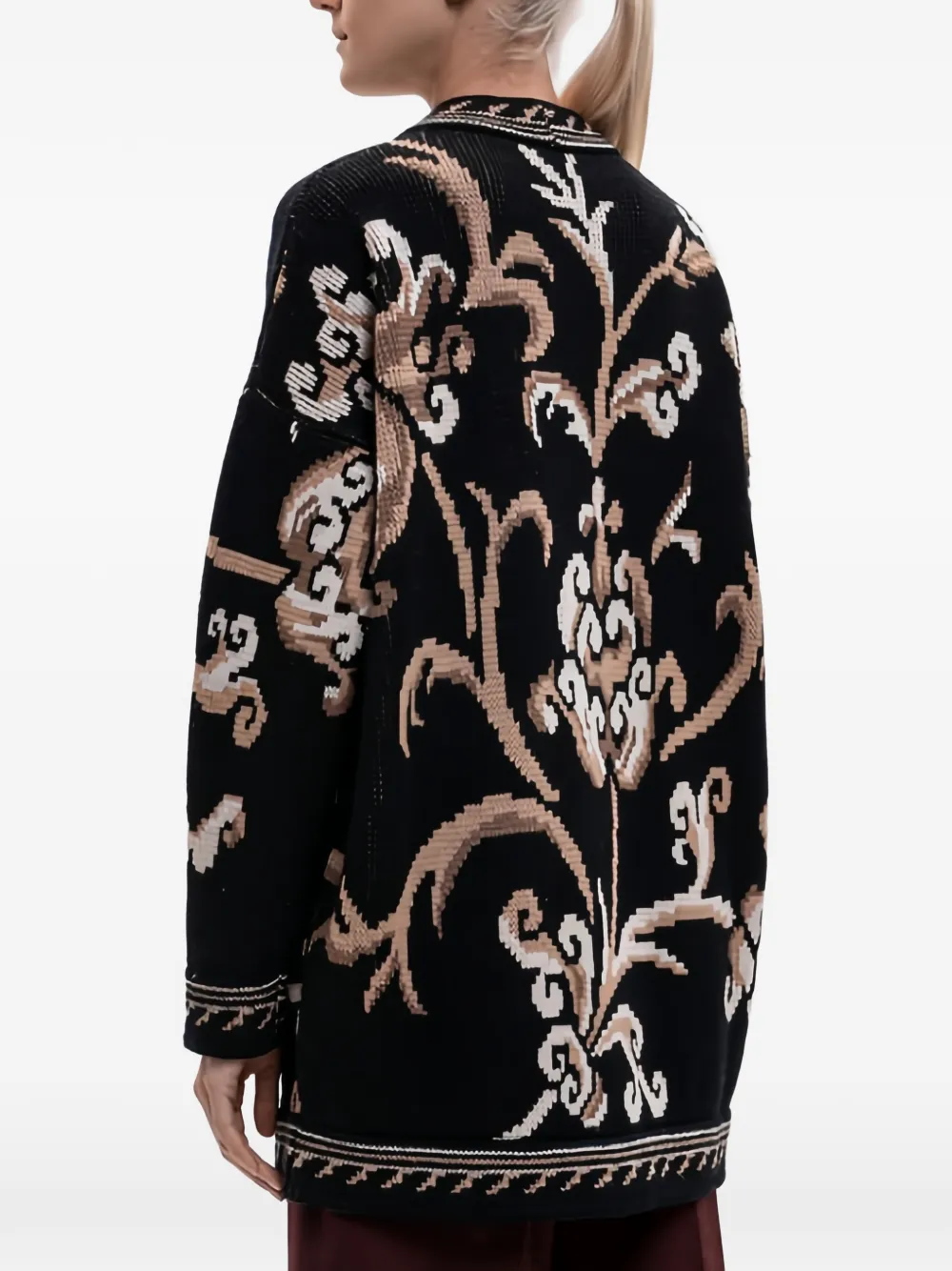 Cardigan ETRO Floral-Intarsia Wool negru - imagine 2