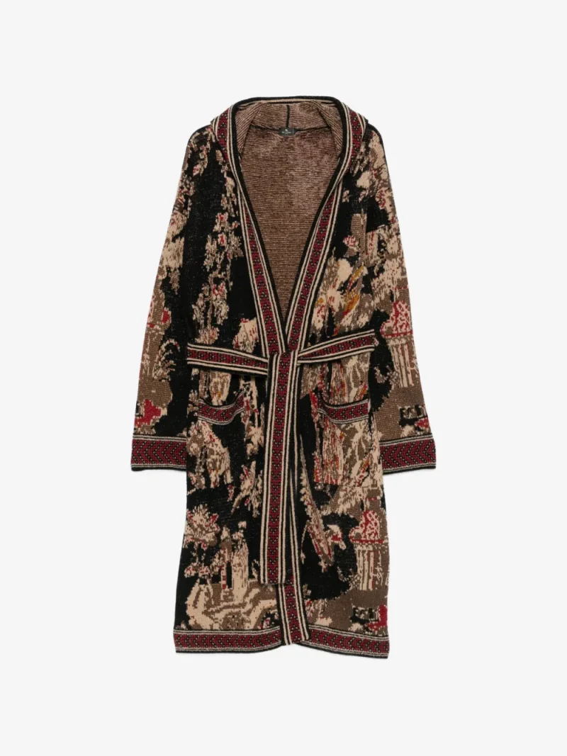 Cardigan ETRO Jacquard-Knit Hooded multicolor