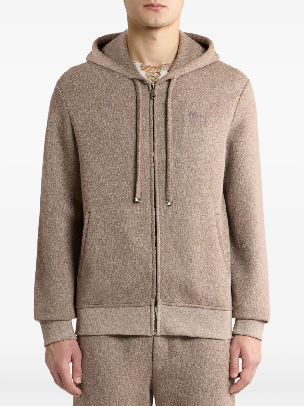 Cardigan ETRO Knit Jacquard Hooded bej - imagine 3