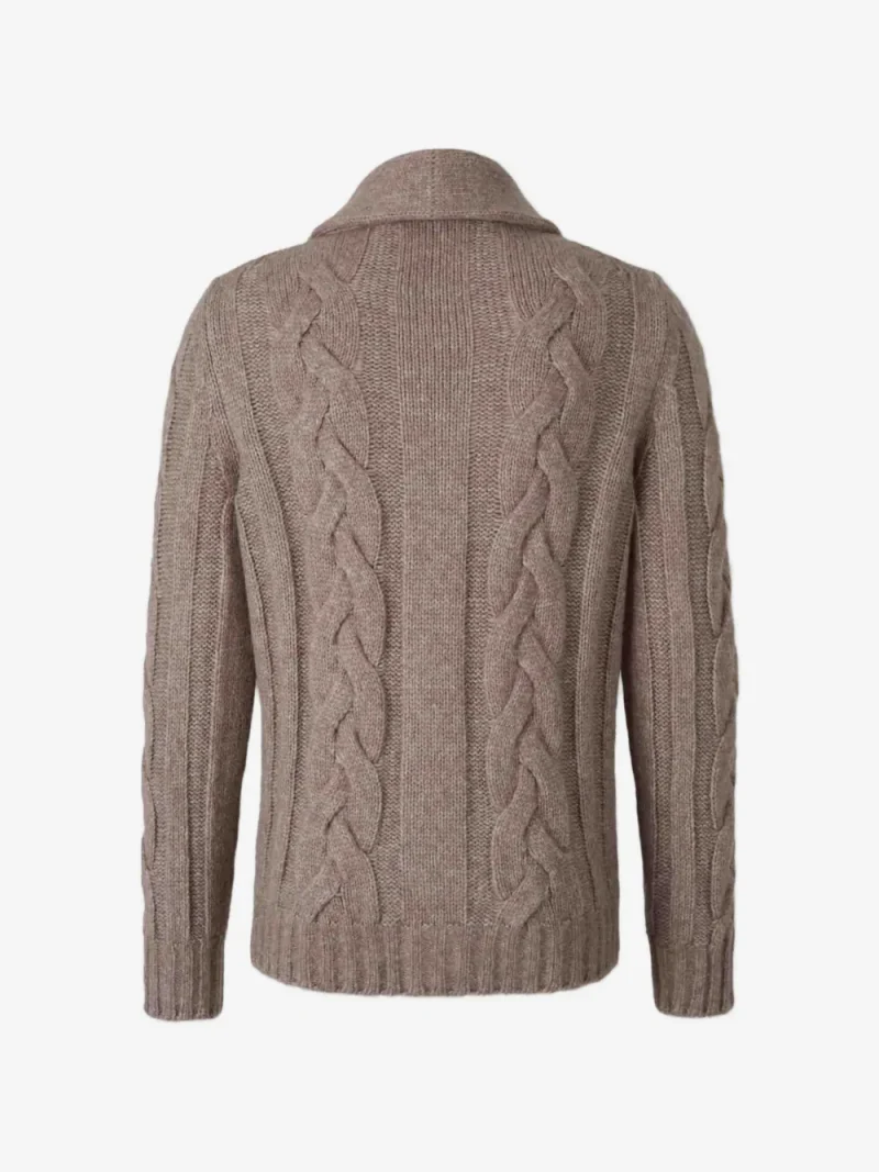 Alternative view of Cardigan Gran Sasso Cable-Knit Shawl-Collar bej