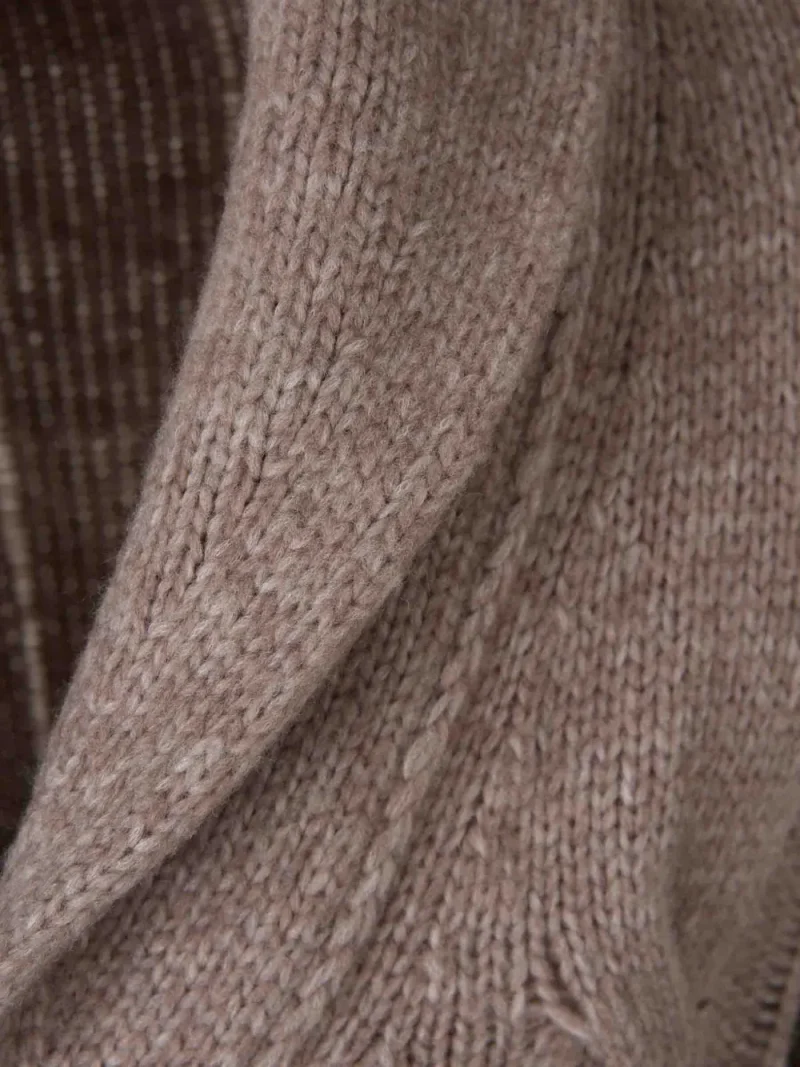 Cardigan Gran Sasso Cable-Knit Shawl-Collar bej - imagine 3