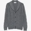 Cardigan Gran Sasso Cable-Knit Shawl-Collar gri