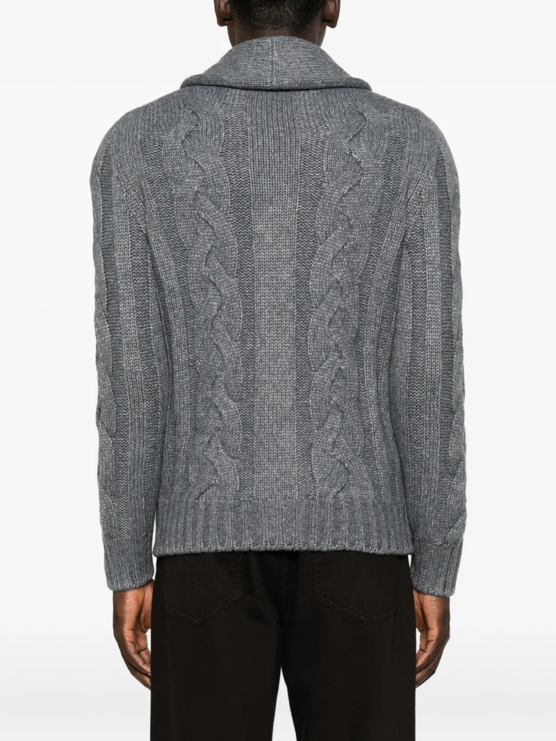 Alternative view of Cardigan Gran Sasso Cable-Knit Shawl-Collar gri