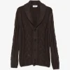 Cardigan Gran Sasso Cable-Knit Shawl-Collar maro