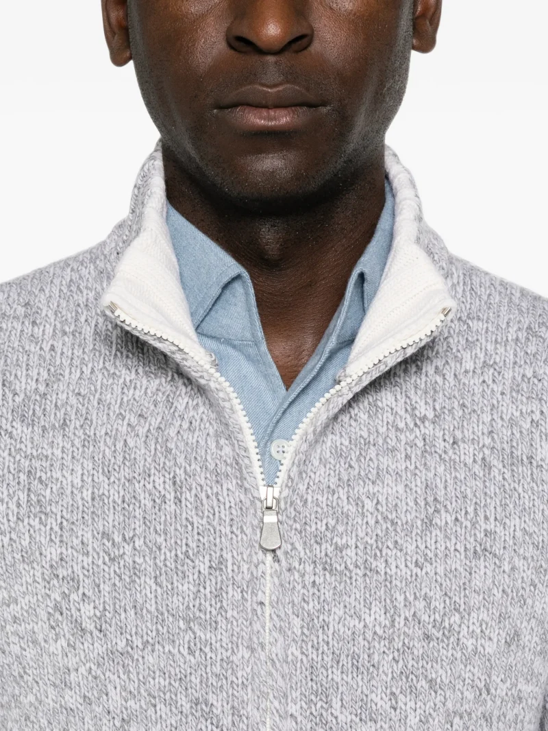 Cardigan Gran Sasso Zip-Up Marl gri - imagine 5