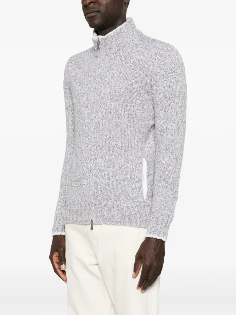 Cardigan Gran Sasso Zip-Up Marl gri - imagine 3
