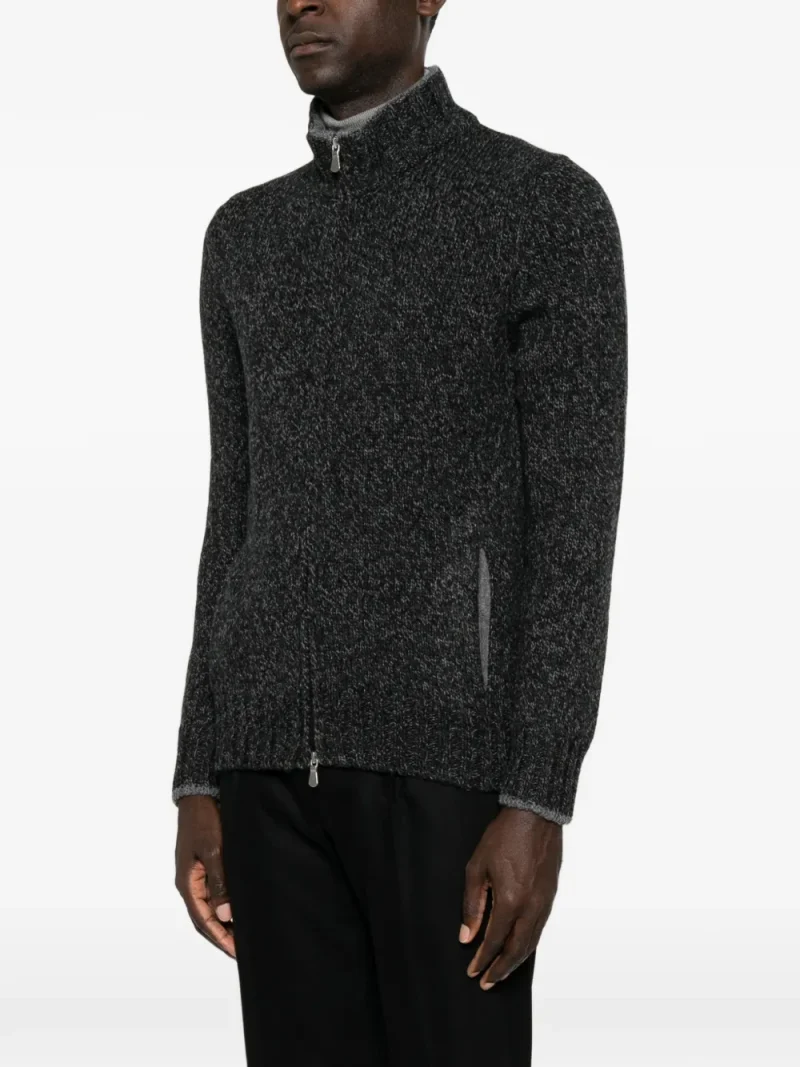 Cardigan Gran Sasso Zip-up Wool gri - imagine 3