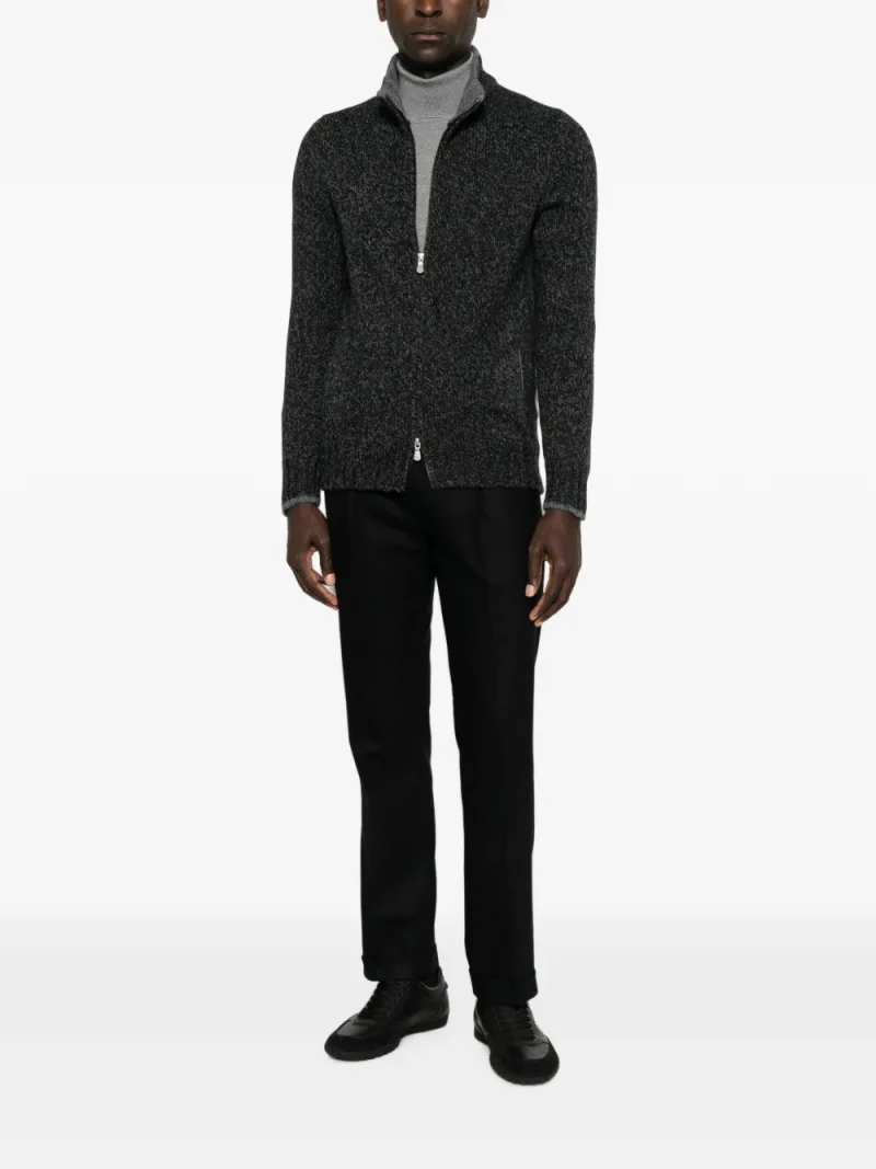 Cardigan Gran Sasso Zip-up Wool gri - imagine 4