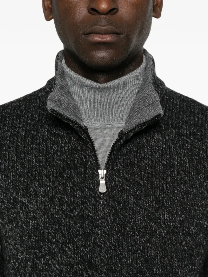 Cardigan Gran Sasso Zip-up Wool gri - imagine 5
