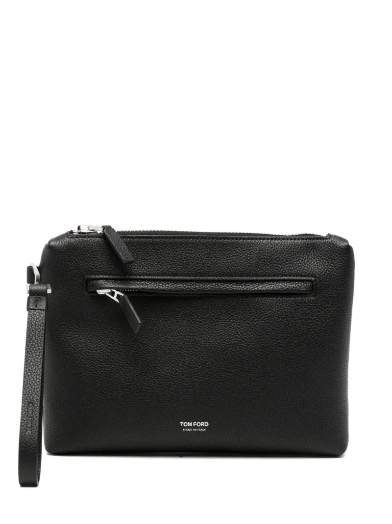 Clutch Tom Ford Grained Leather Wrist-Strap negru