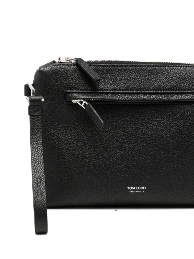 Clutch Tom Ford Grained Leather Wrist-Strap negru - imagine 5