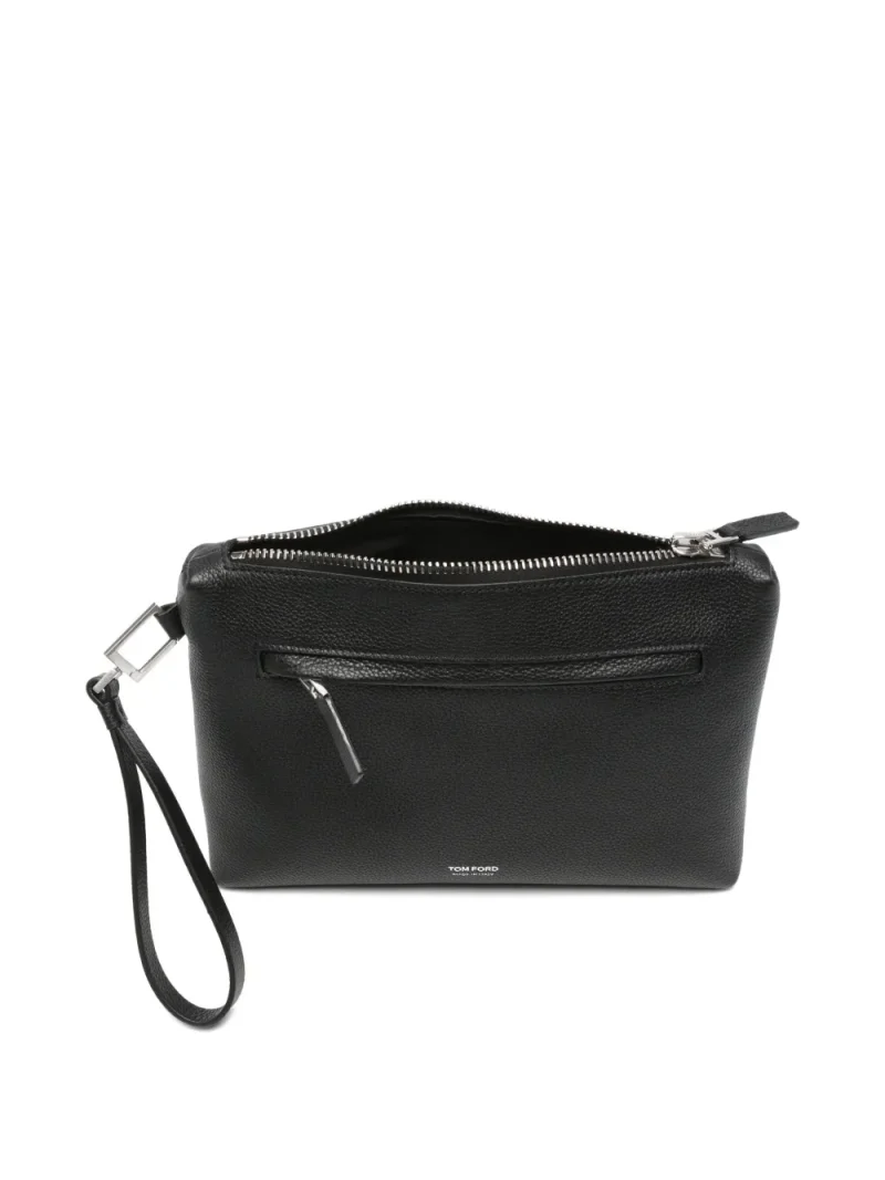 Clutch Tom Ford Grained Leather Wrist-Strap negru - imagine 4