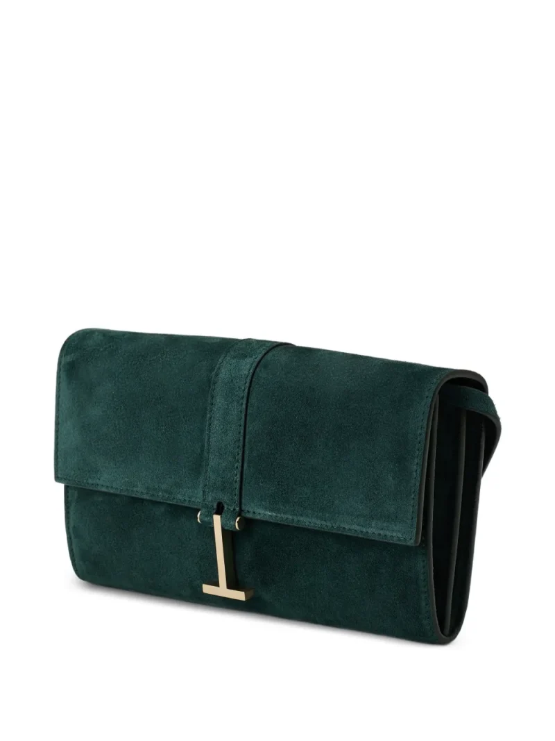 Clutch Tom Ford T-Clasp Suede verde - imagine 3