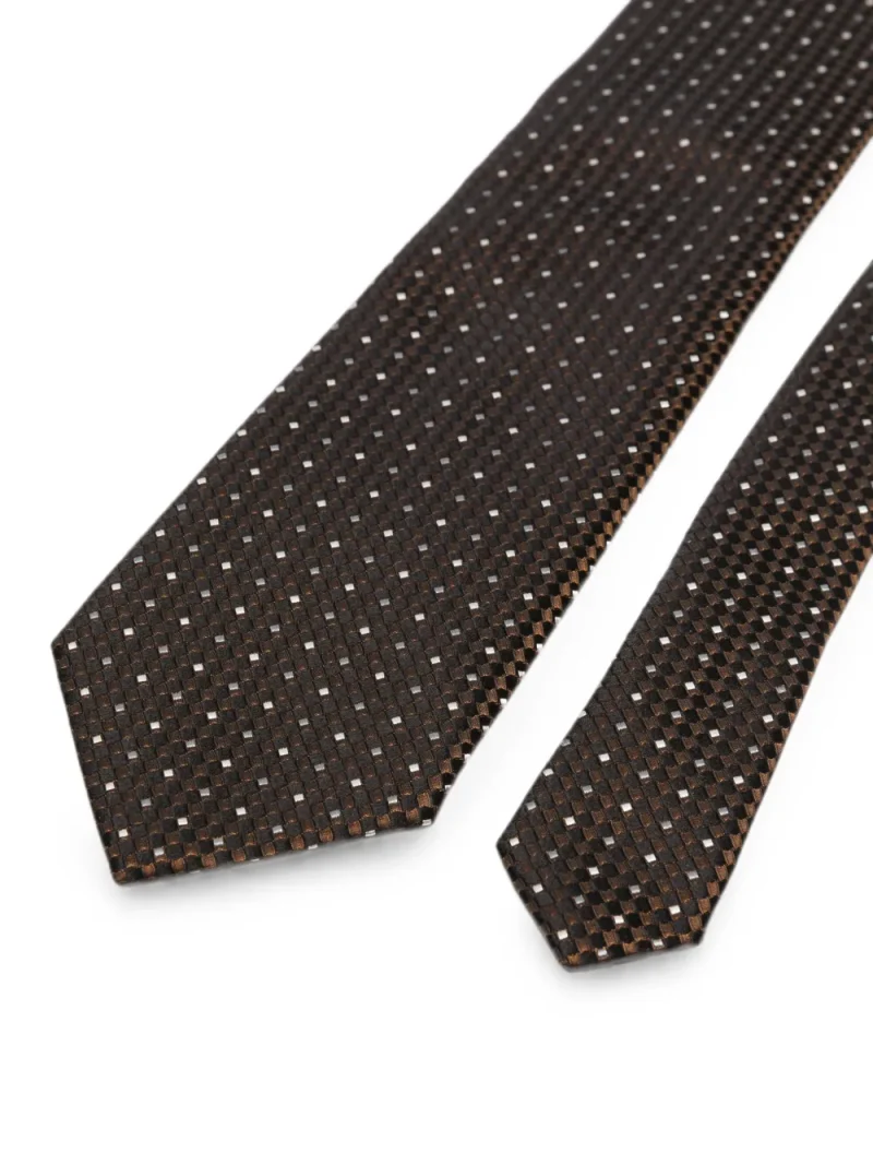 Cravata Tom Ford Geometric-Pattern Silk maro - imagine 3