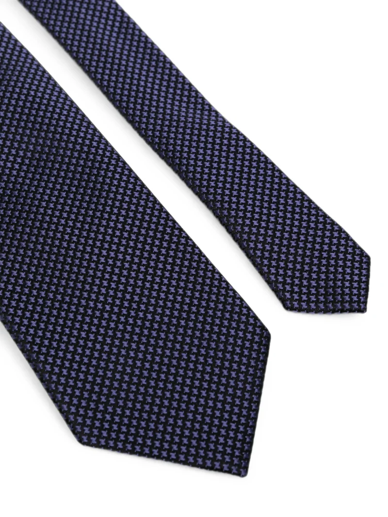 Cravata Tom Ford Micro-Houndstooth Silk mov - imagine 3