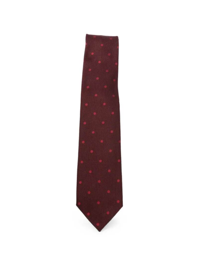 Cravata Tom Ford Polka-Dot Ribbed-Knot rosu