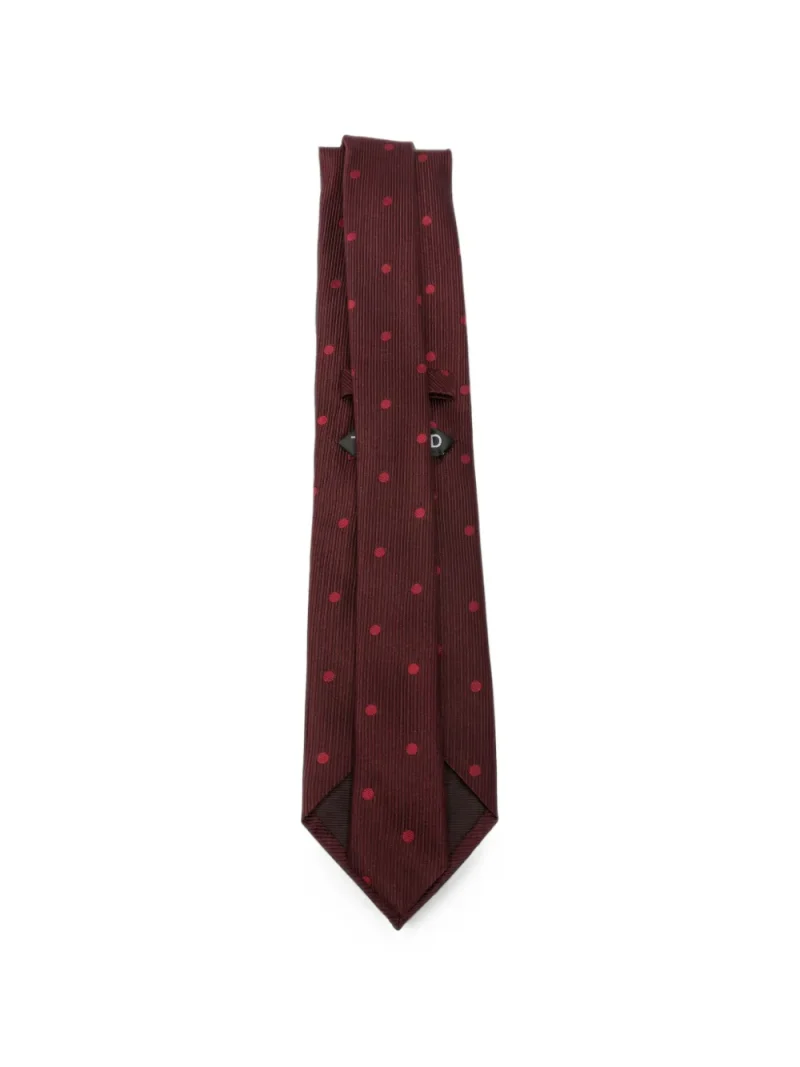 Alternative view of Cravata Tom Ford Polka-Dot Ribbed-Knot rosu