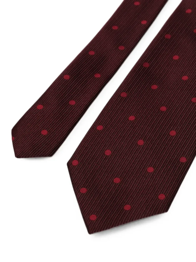 Cravata Tom Ford Polka-Dot Ribbed-Knot rosu - imagine 3