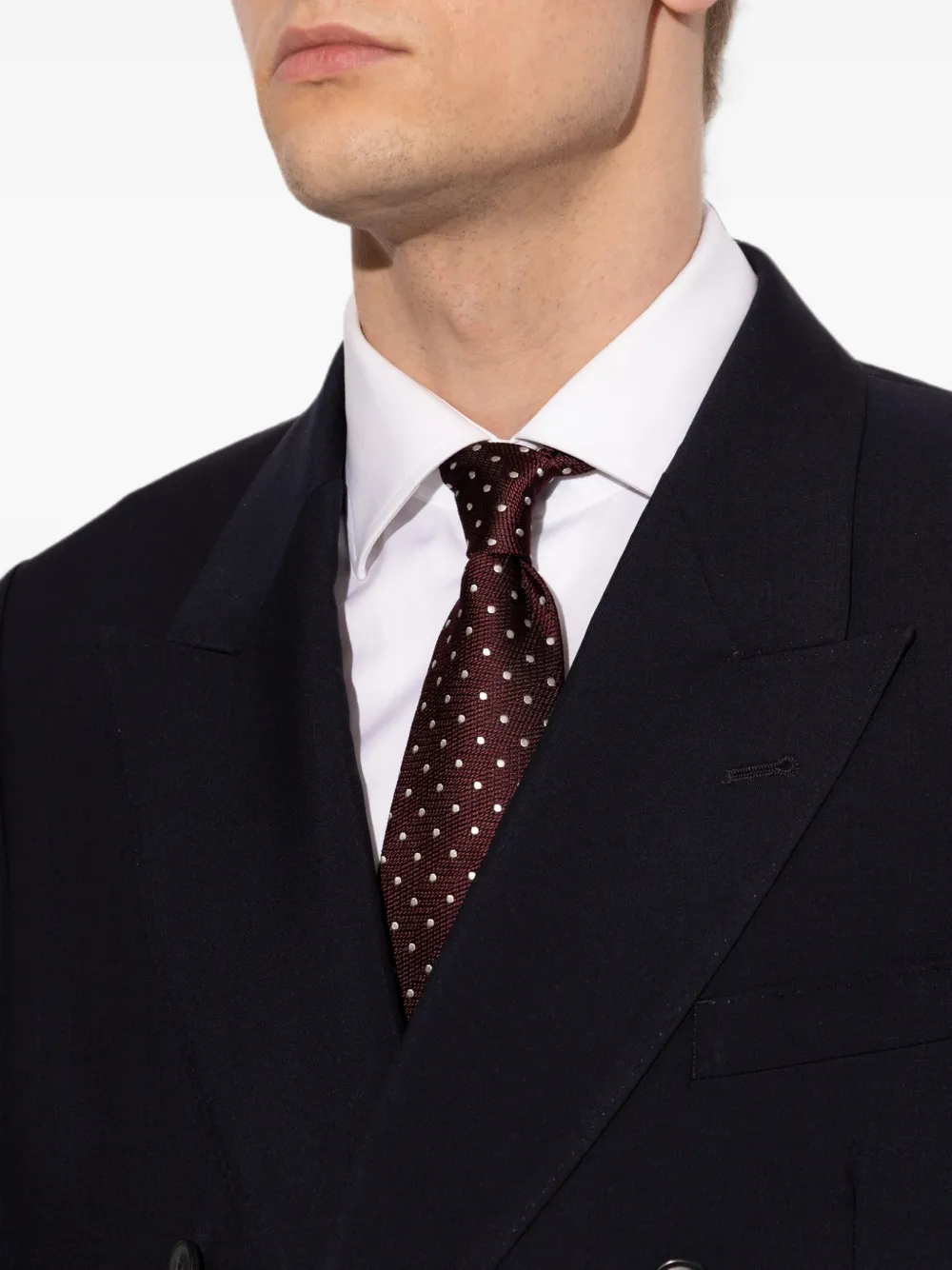Cravata Tom Ford Polka-Dot Silk Tie visiniu - imagine 2