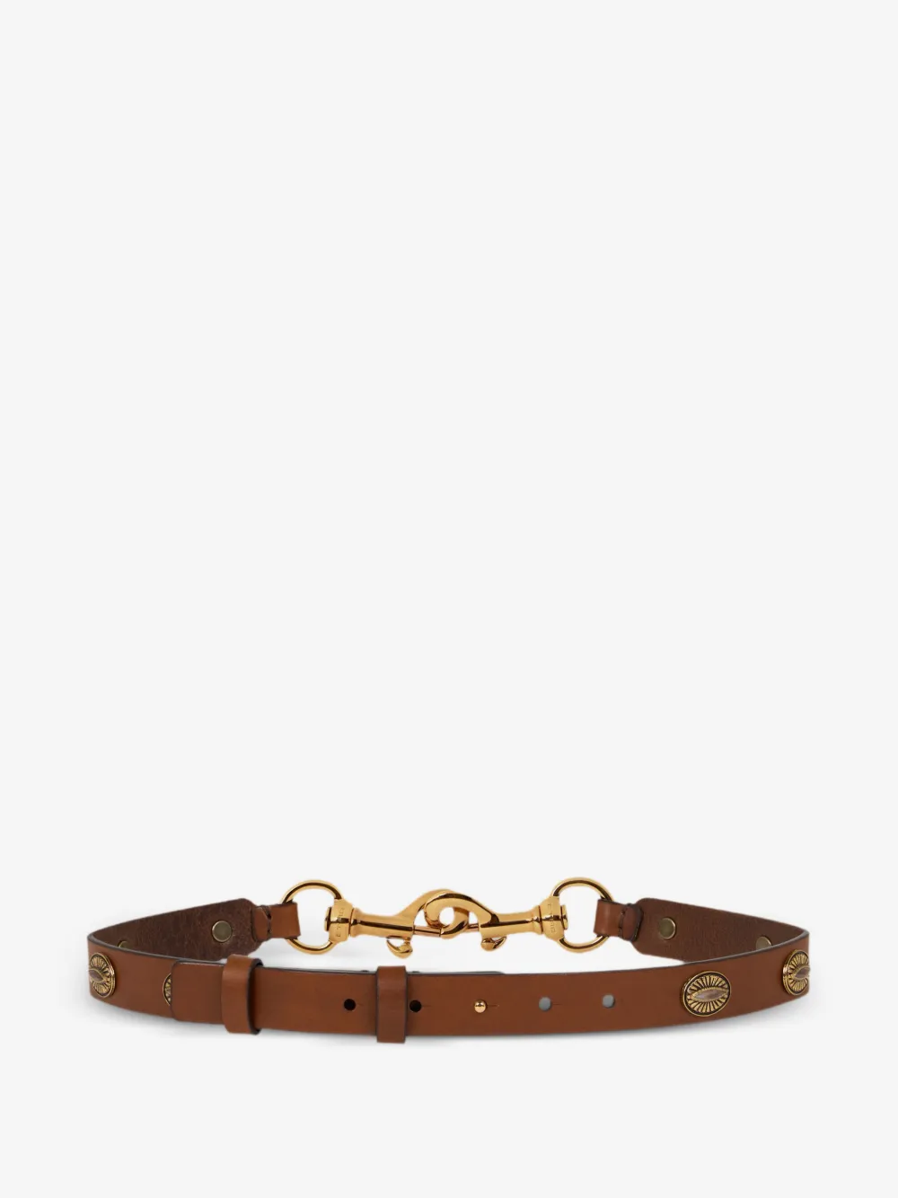 Curea ETRO Leather Pony Belt Oval-Shaped maro - imagine 2