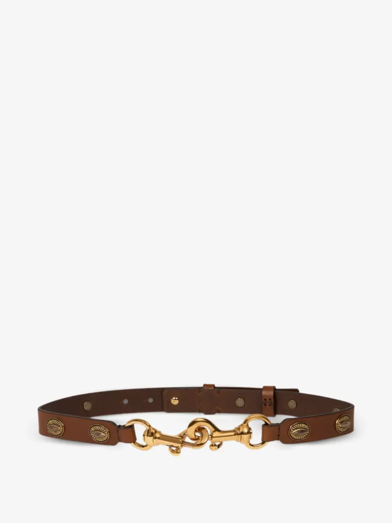 Curea ETRO Leather Pony Belt Oval-Shaped maro
