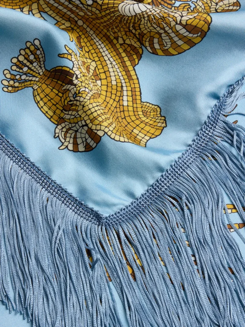 Esarfa La DoubleJ Reversible Fringe Foulard 90 albastru - imagine 5
