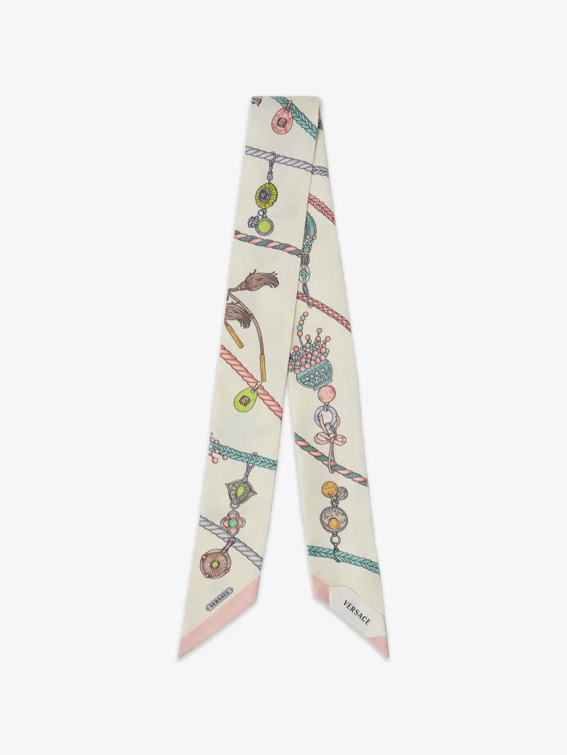 Esarfa Versace Printed Silk Twill Ribbon ecru