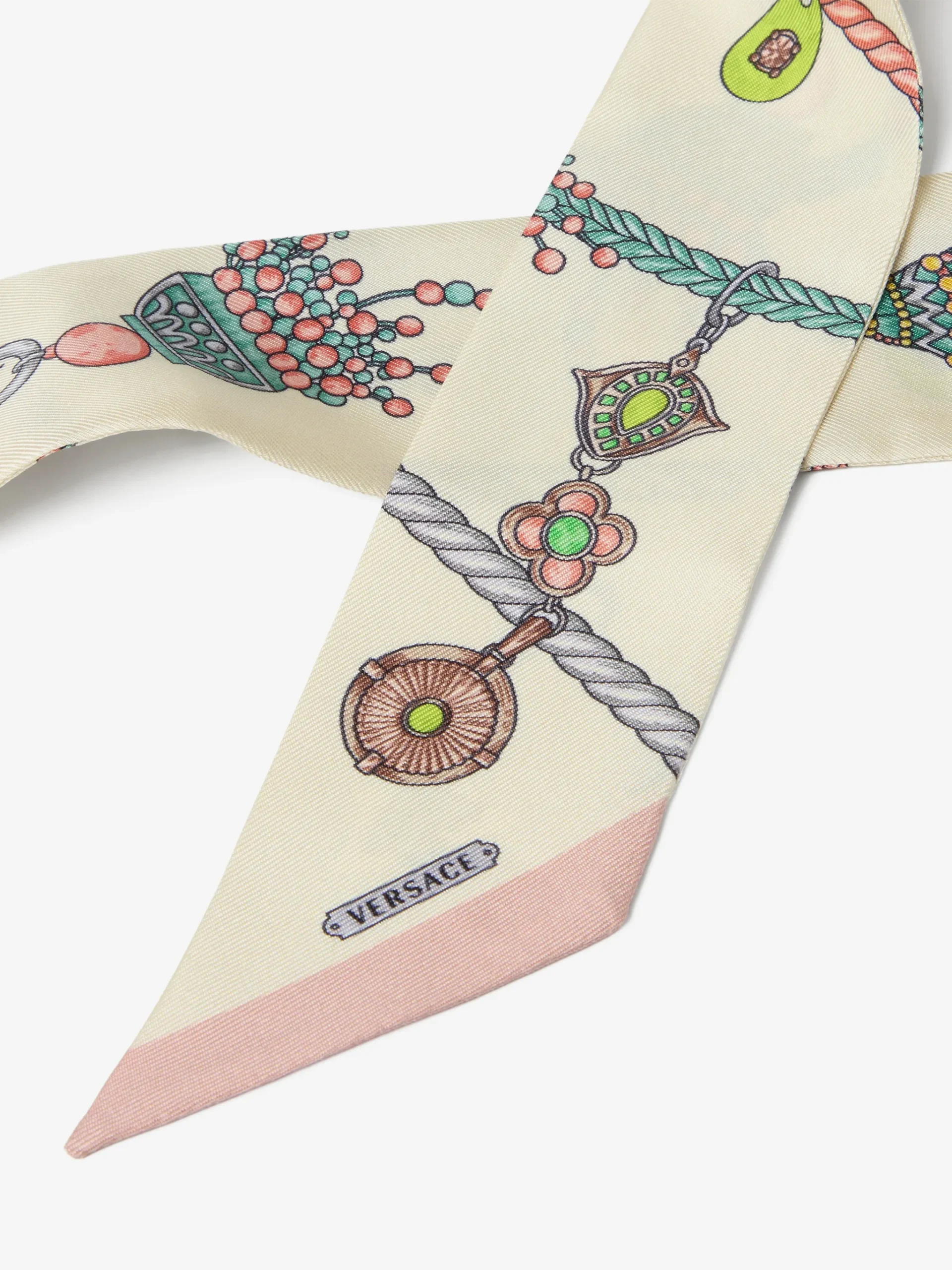 Esarfa Versace Printed Silk Twill Ribbon ecru - imagine 2