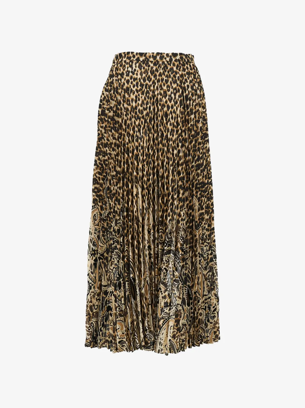 Fusta ETRO Leopard-Print Paisley-Print Pleated maro