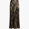 Fusta maxi ETRO Silk-Blend Satin Paisley Print multicolor