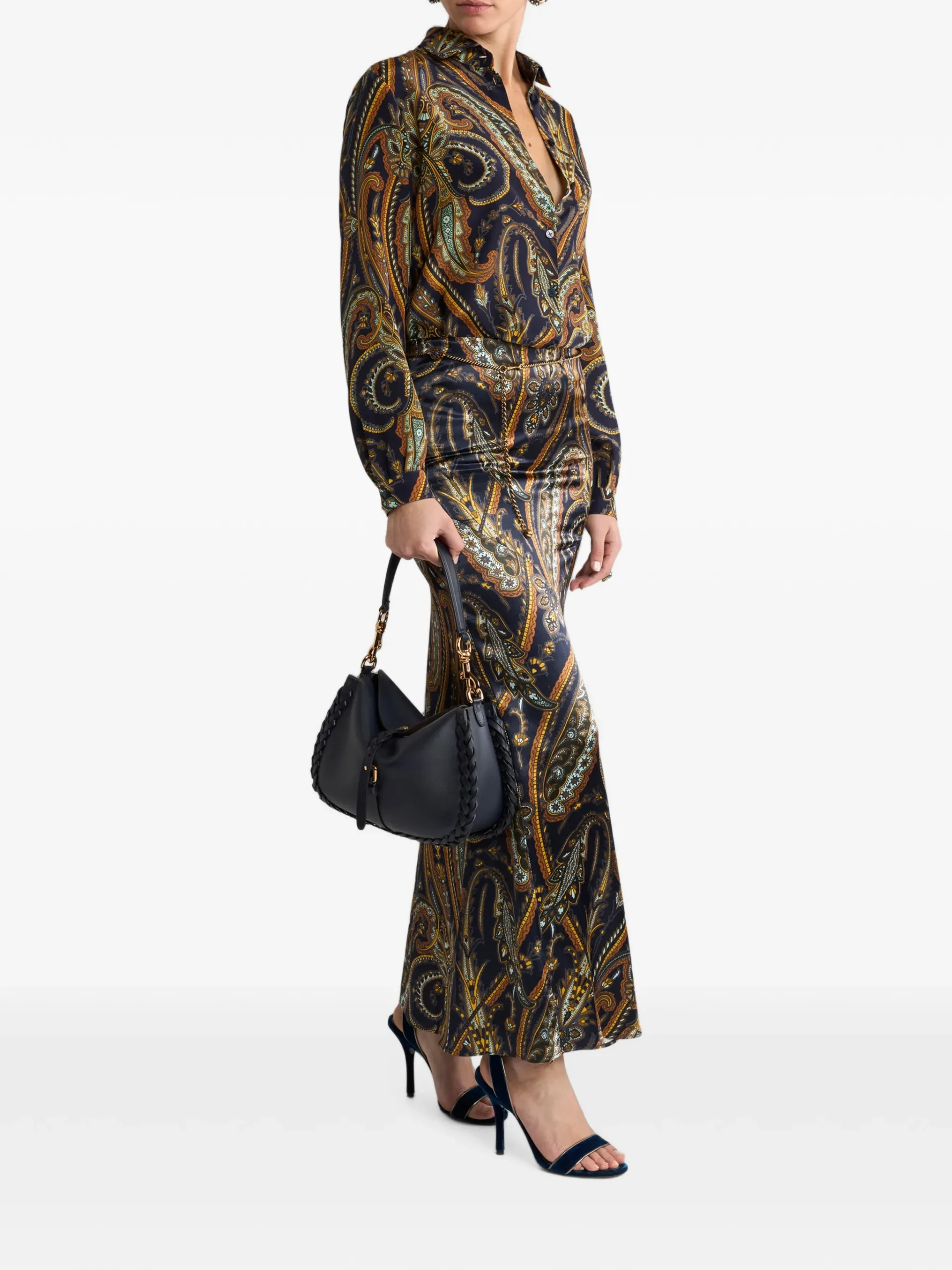 Fusta maxi ETRO Silk-Blend Satin Paisley Print multicolor - imagine 4