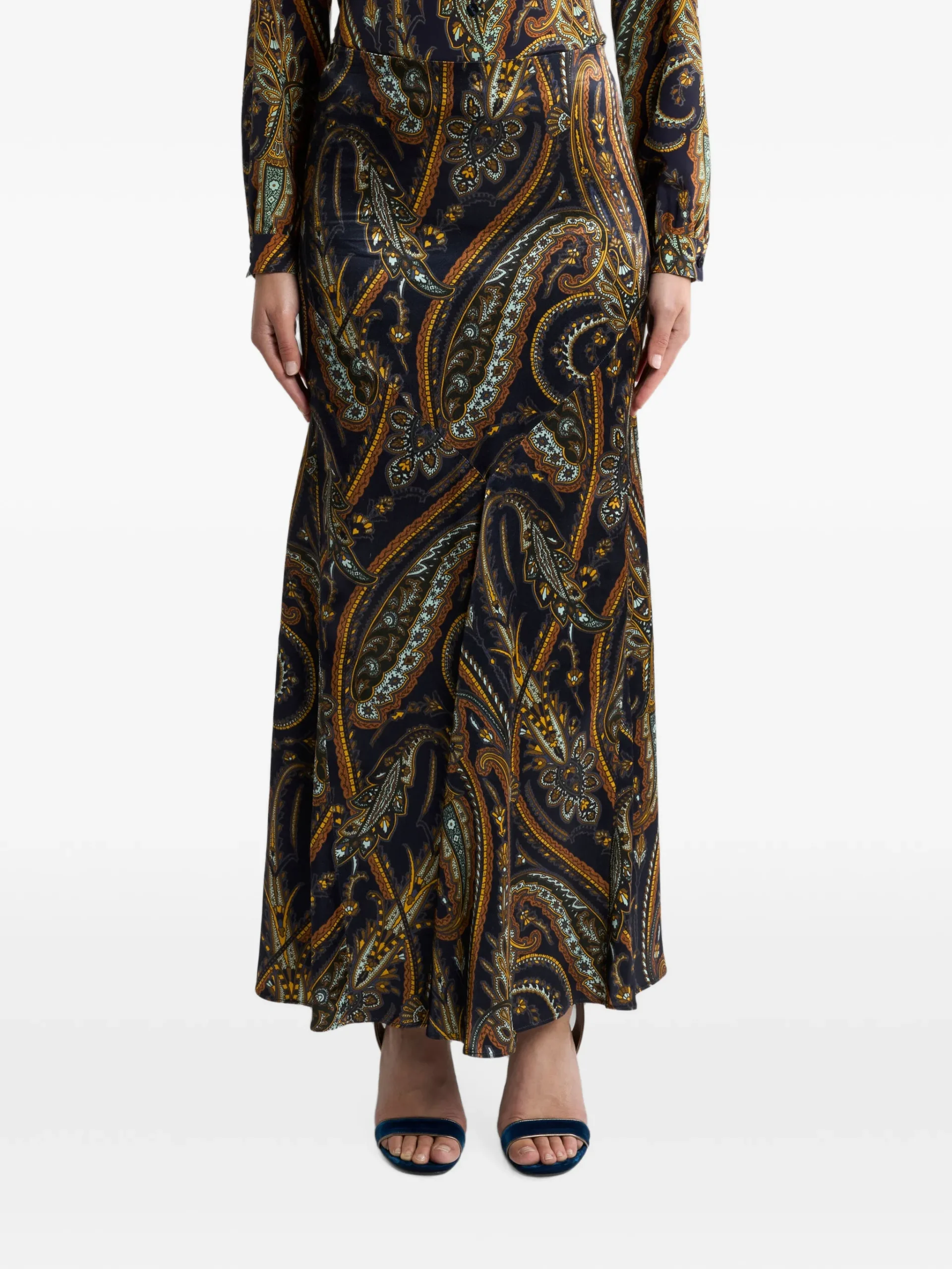 Fusta maxi ETRO Silk-Blend Satin Paisley Print multicolor - imagine 3