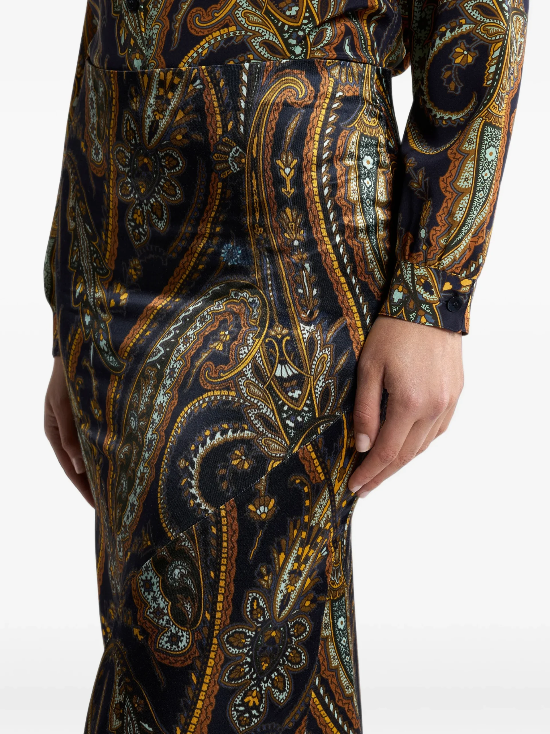 Fusta maxi ETRO Silk-Blend Satin Paisley Print multicolor - imagine 5