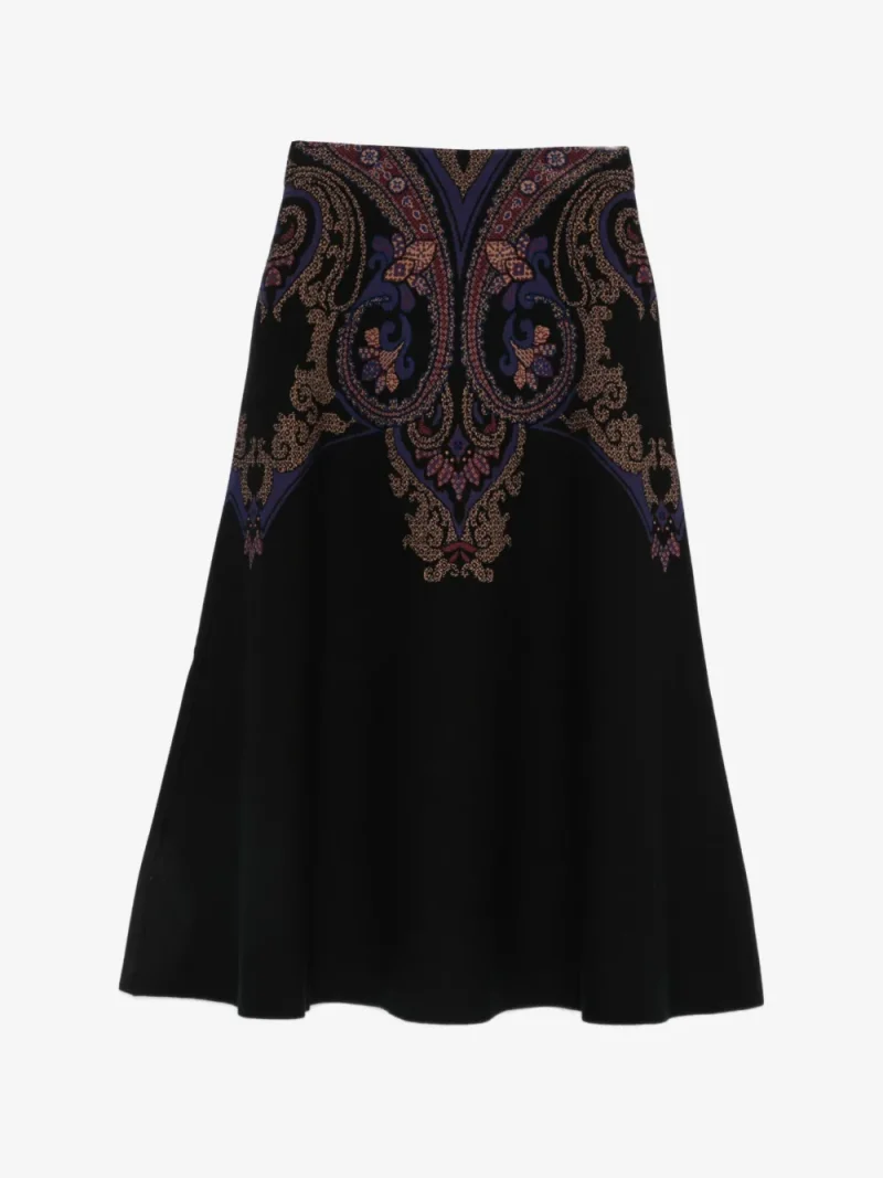 Fusta midi ETRO Paisley-Pattern A-line negru
