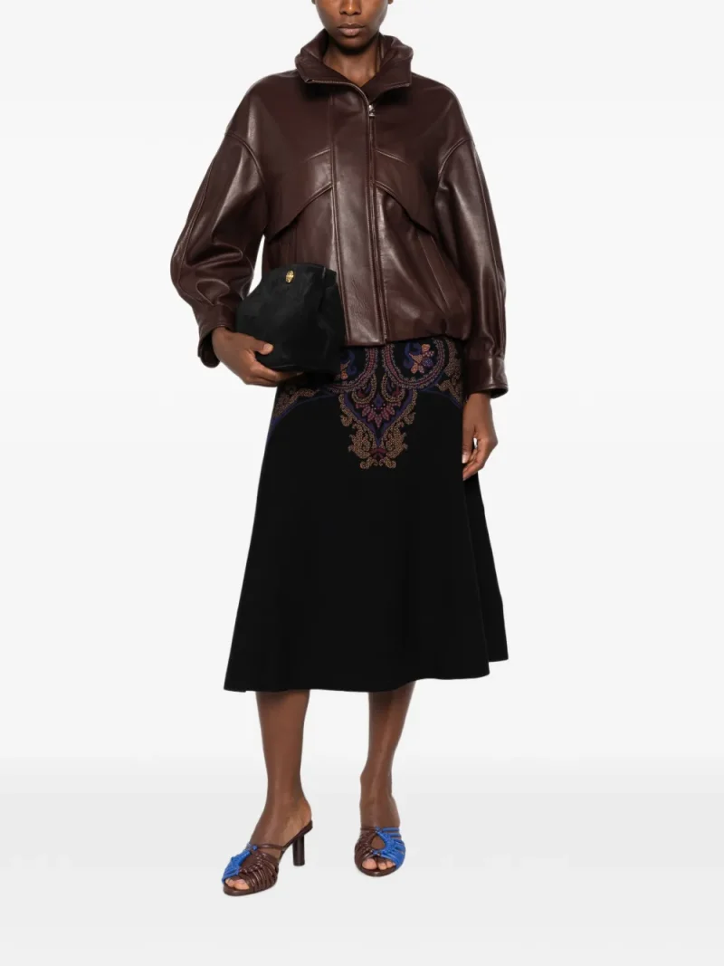 Fusta midi ETRO Paisley-Pattern A-line negru - imagine 4