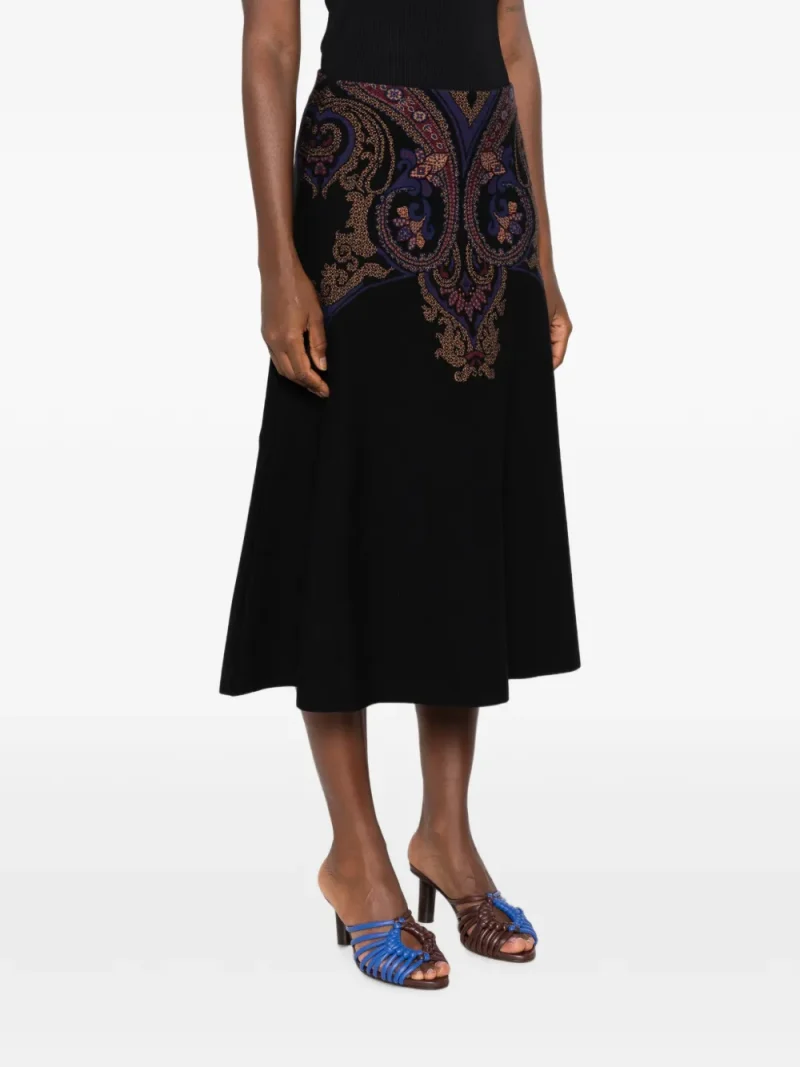 Fusta midi ETRO Paisley-Pattern A-line negru - imagine 3