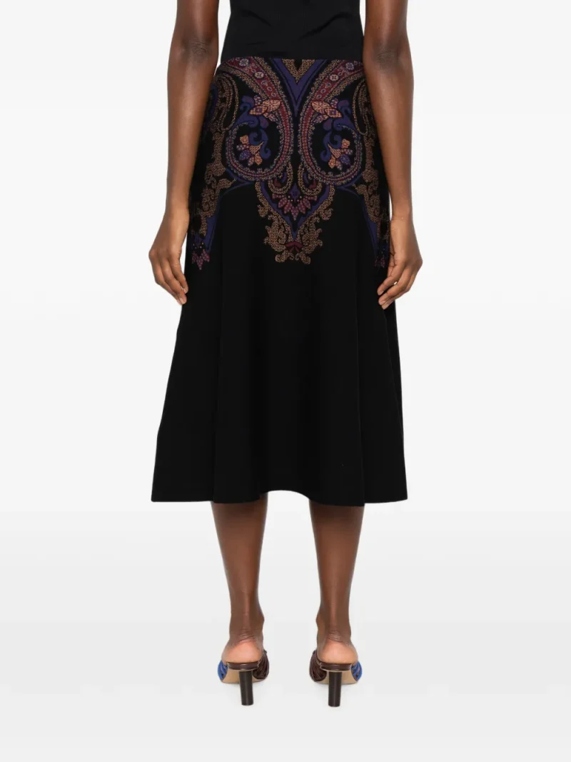 Alternative view of Fusta midi ETRO Paisley-Pattern A-line negru