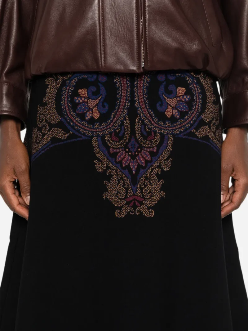 Fusta midi ETRO Paisley-Pattern A-line negru - imagine 5